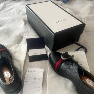 Gucci Black and Red Leather Men's Oxfords